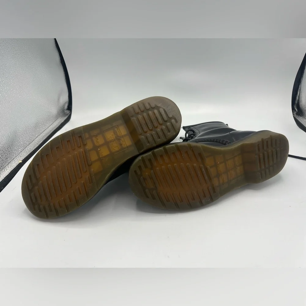 Dr. Martens Black Leather Boots with Yellow Stitching - Picture 7 of 8